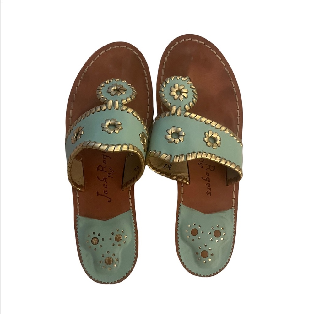 Jack Rogers Mint Green and Gold